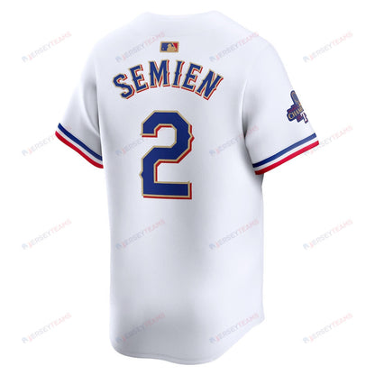 Marcus Semien 2 Texas Rangers 2024 Gold Collection Limited Jersey - White