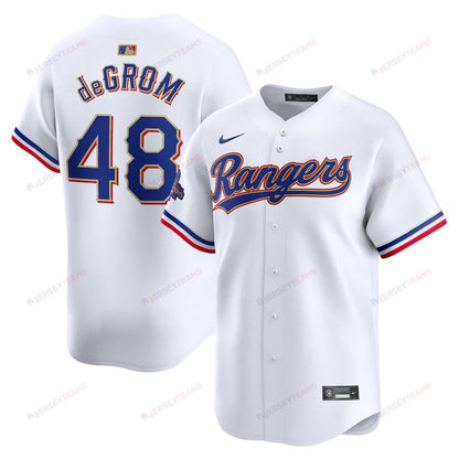 Jacob deGrom 48 Texas Rangers 2024 Gold Collection Limited Jersey - White