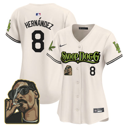 Kike Hernandez 8 Los Angeles Dodgers Snoop Dogg Women Jersey - Cream