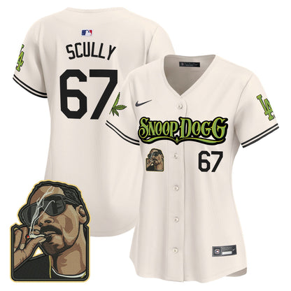 Vin Scully 67 Los Angeles Dodgers Snoop Dogg Women Jersey - Cream