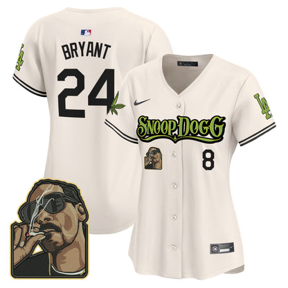 Kobe Bryant 24 Los Angeles Dodgers Snoop Dogg Women Jersey - Cream