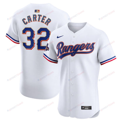 Evan Carter 32 Texas Rangers 2024 Gold Collection ELITE Player Jersey - White
