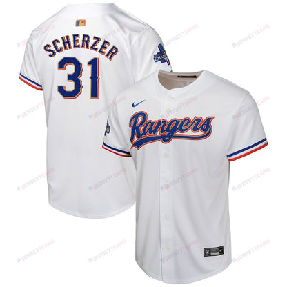 Max Scherzer 31 Texas Rangers 2024 YOUTH Gold Collection Limited Jersey - White