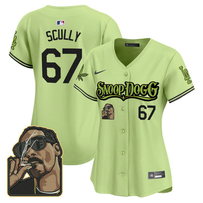 Vin Scully 67 Los Angeles Dodgers Snoop Dogg Women Jersey - Light Green