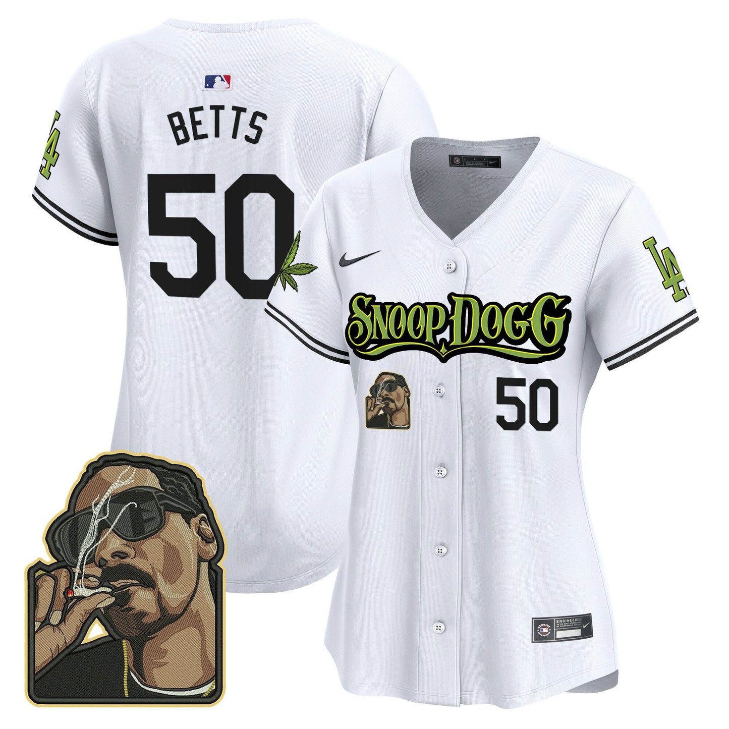 Mookie Betts 50 Los Angeles Dodgers Snoop Dogg Women Jersey - White