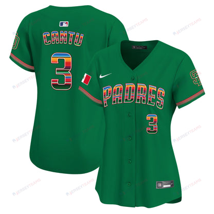 Jorge Cantu 3 San Diego Padres Mexico Women Jersey - Green