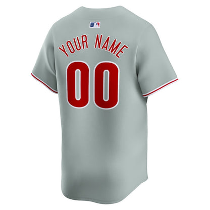 Philadelphia Phillies Away Limited Custom Men Jersey - Gray