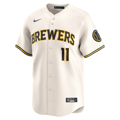 Jackson Chourio 11 Milwaukee Brewers Home Limited Men Jersey - Cream