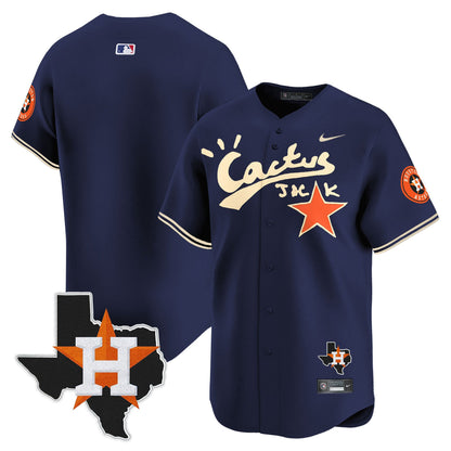 CJ. Stroud 7 Houston Astros Cactus Jack Houston Patch Navy Limited Jersey - Men