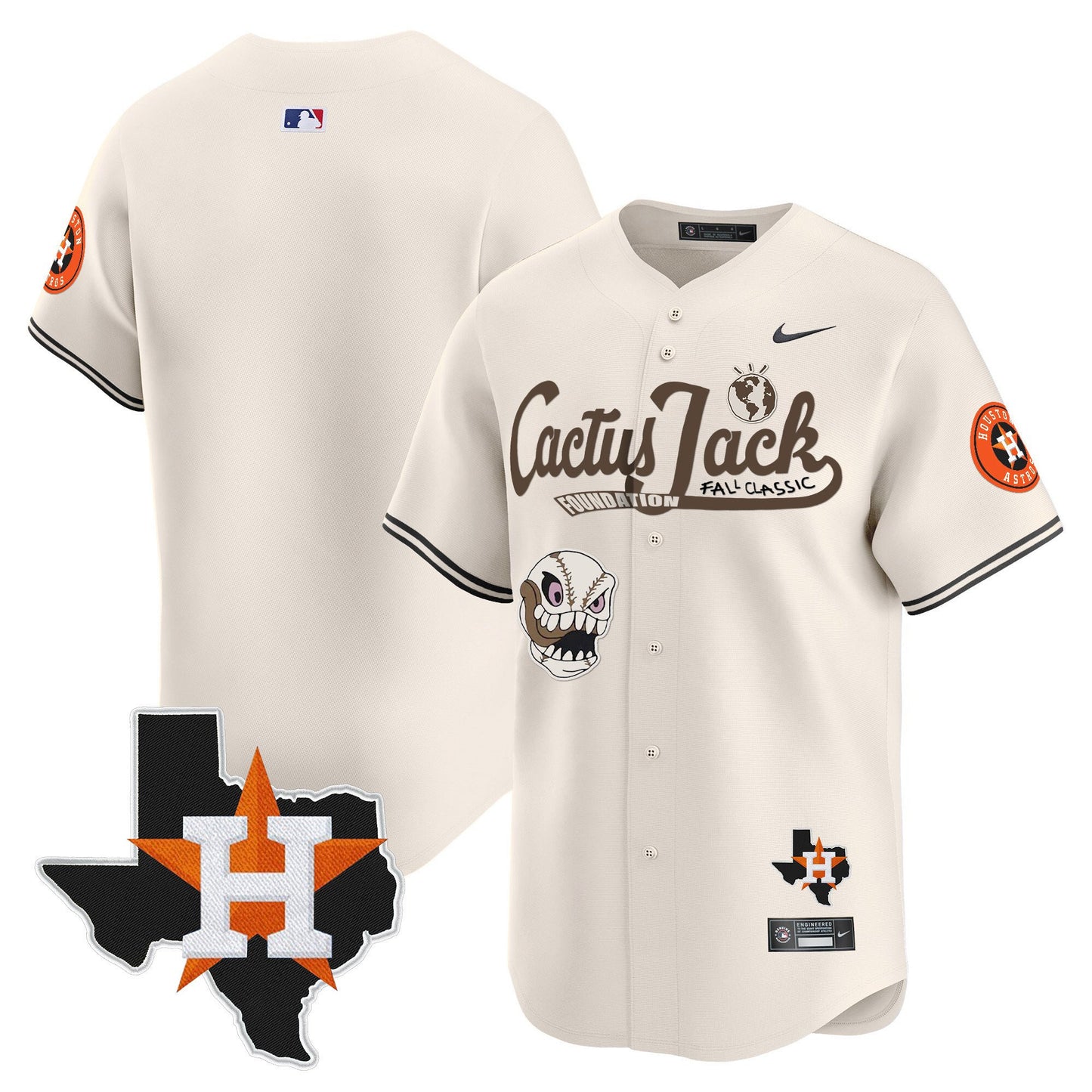 Alex Bregman 2 Houston Astros Cactus Jack Foundation Fall Classic Limited Jersey - Men, Cream