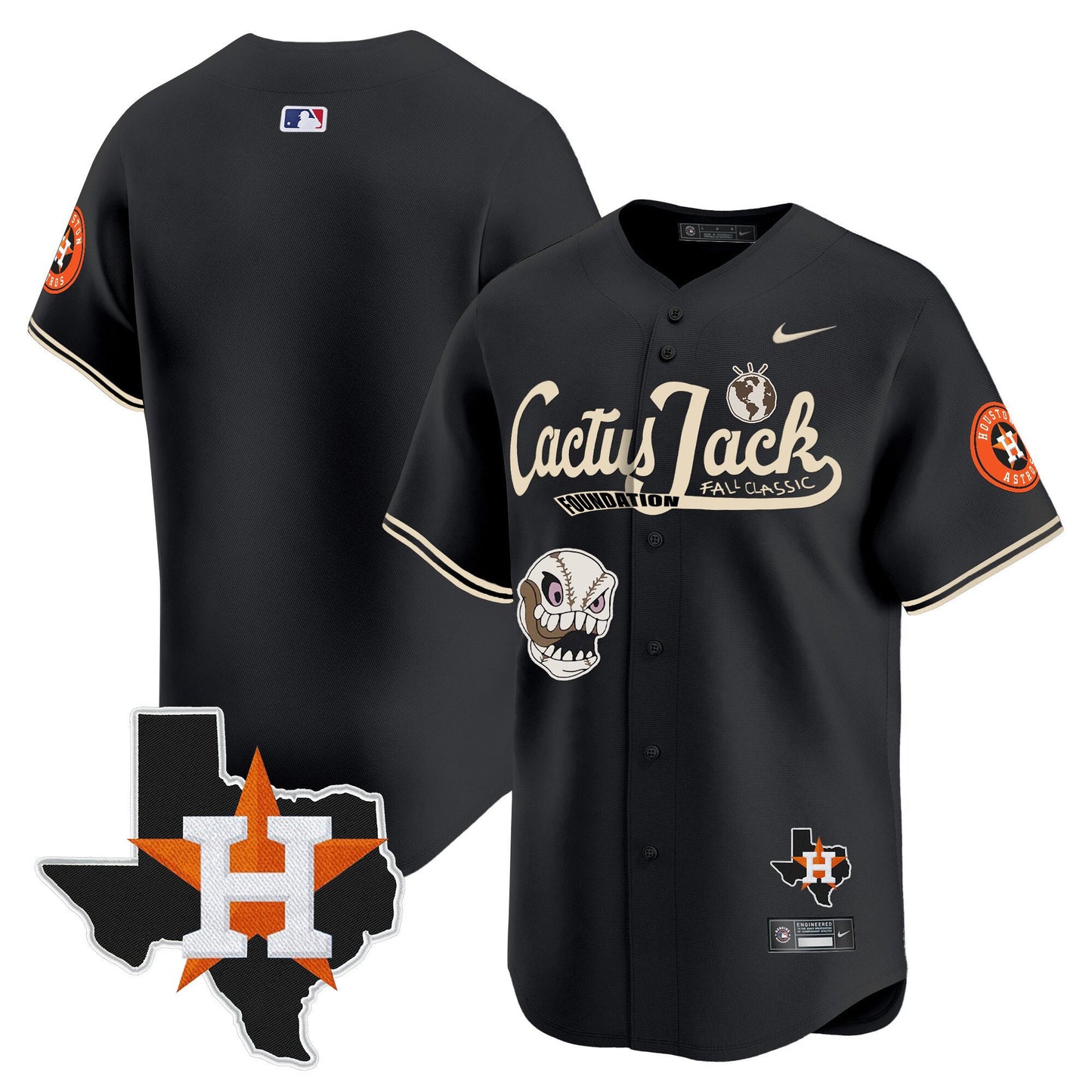 CJ. Stroud 7 Houston Astros Cactus Jack Foundation Fall Classic Black Limited Jersey - Men