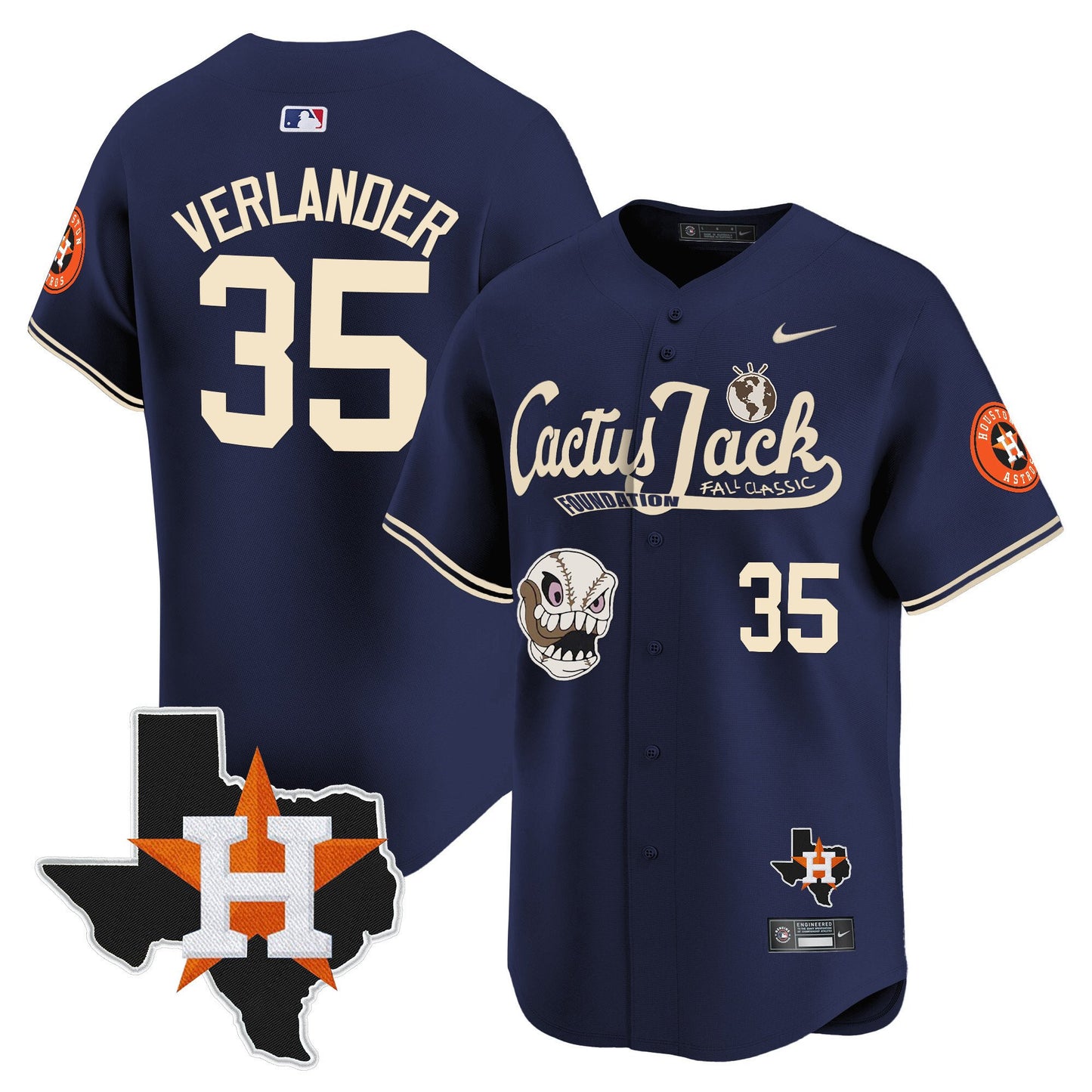 Justin Verlander 35 Houston Astros Cactus Jack Foundation Fall Classic Limited Jersey - Men