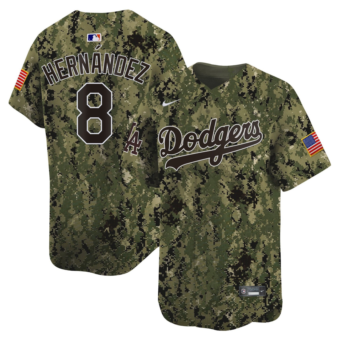 Kike Hernandez 8 Los Angeles Dodgers USMC Alternate Limited Men Jersey - Woodland