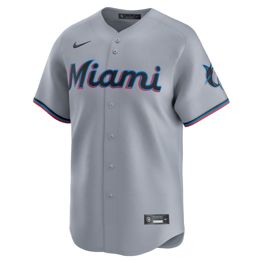 Miami Marlins Road Limited Men Jersey - Gray