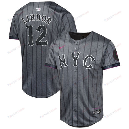 Francisco Lindor 12 New York Mets 2024 City Connect Limited YOUTH Jersey - Graphite