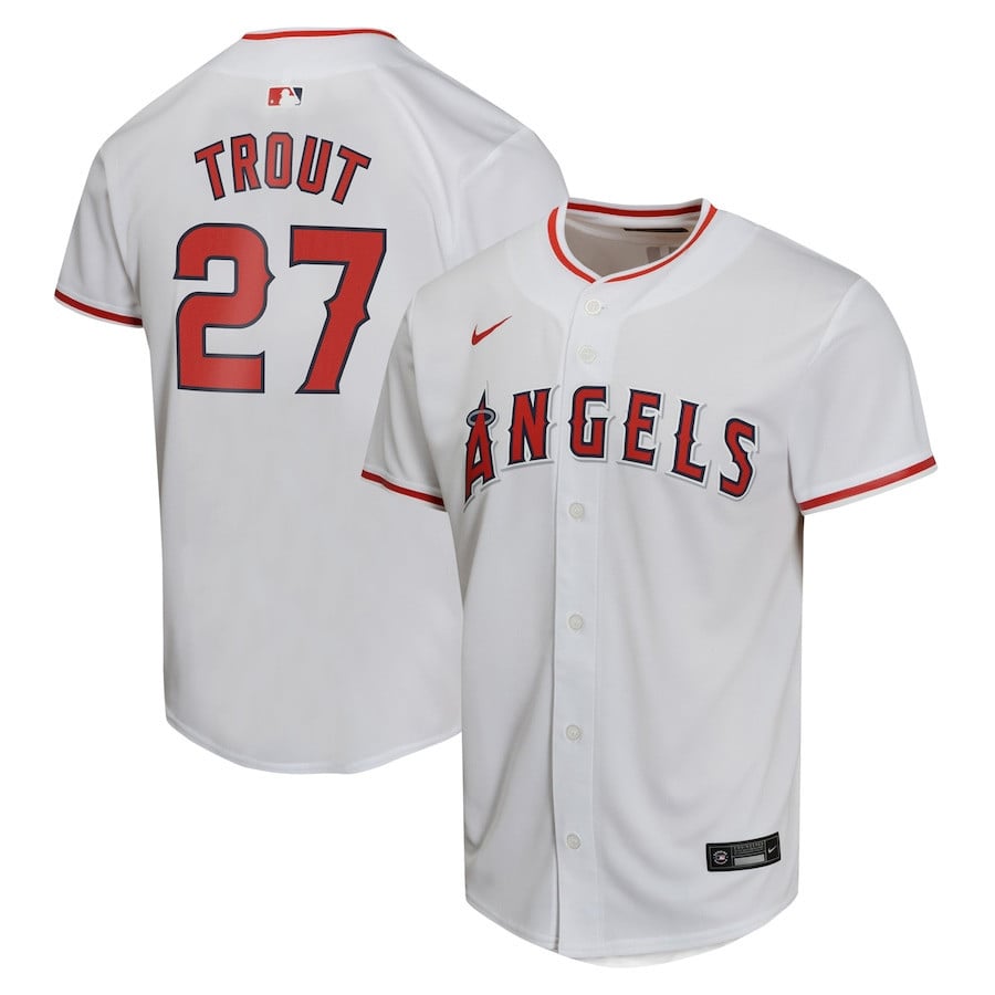 Mike Trout 27 Los Angeles Angels Home Game Player YOUTH Jersey - White