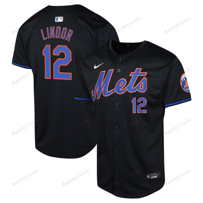Francisco Lindor 12 New York Mets Alternate Limited YOUTH Jersey - Black