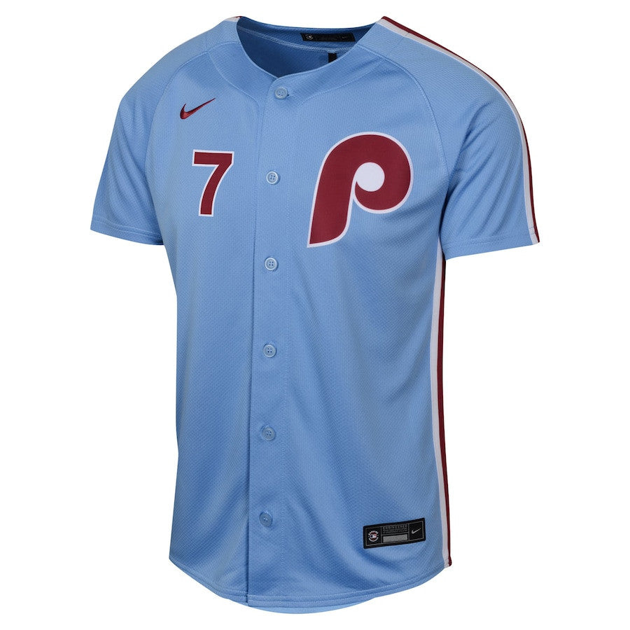 Trea Turner 7 Philadelphia Phillies Alternate Limited YOUTH Jersey - Light Blue