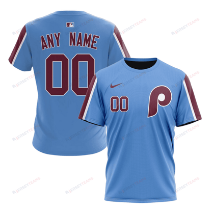 Philadelphia Phillies 2024/25 Alternate Kits Custom AOP T-Shirt - Sky Blue