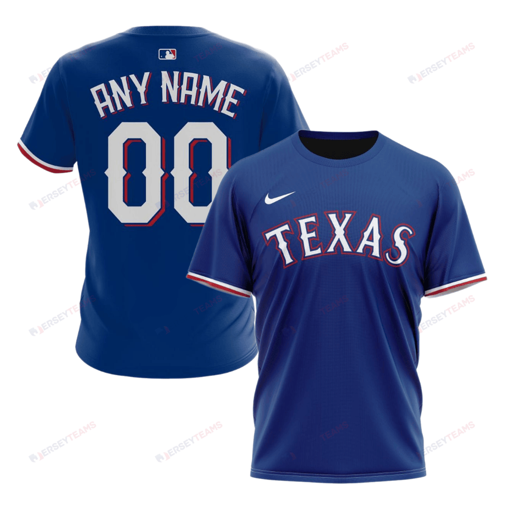 Texas Rangers 2024/25 Alternate Kits Custom AOP T-Shirt - Blue