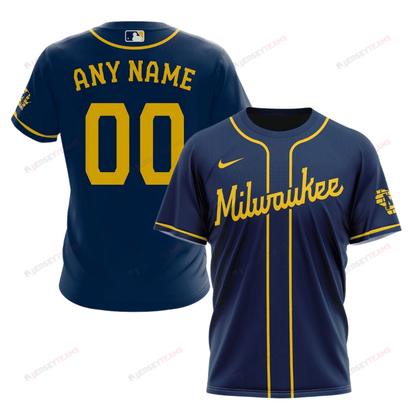 Milwaukee Brewers 2024/25 Alternate Kits Custom AOP T-Shirt - Navy