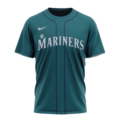 Seattle Mariners 2024/25 Alternate Kits Custom AOP T-Shirt - Aqua