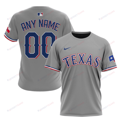 Texas Rangers 2024/25 Road Kits Custom AOP T-Shirt - Gray