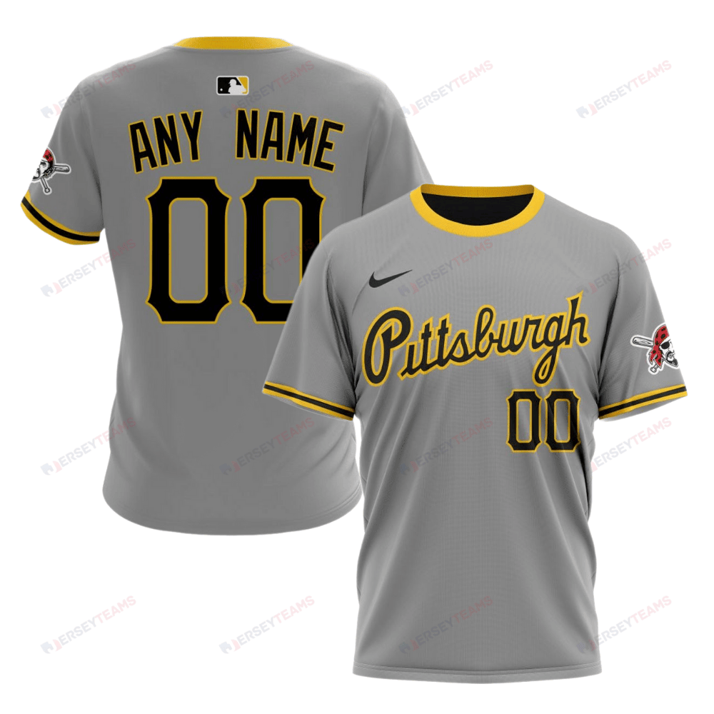 Pittsburgh Pirates 2024/25 Road Kits Custom AOP T-Shirt - Gray