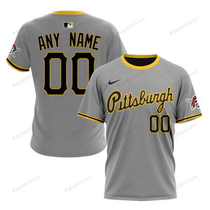 Pittsburgh Pirates 2024/25 Road Kits Custom AOP T-Shirt - Gray