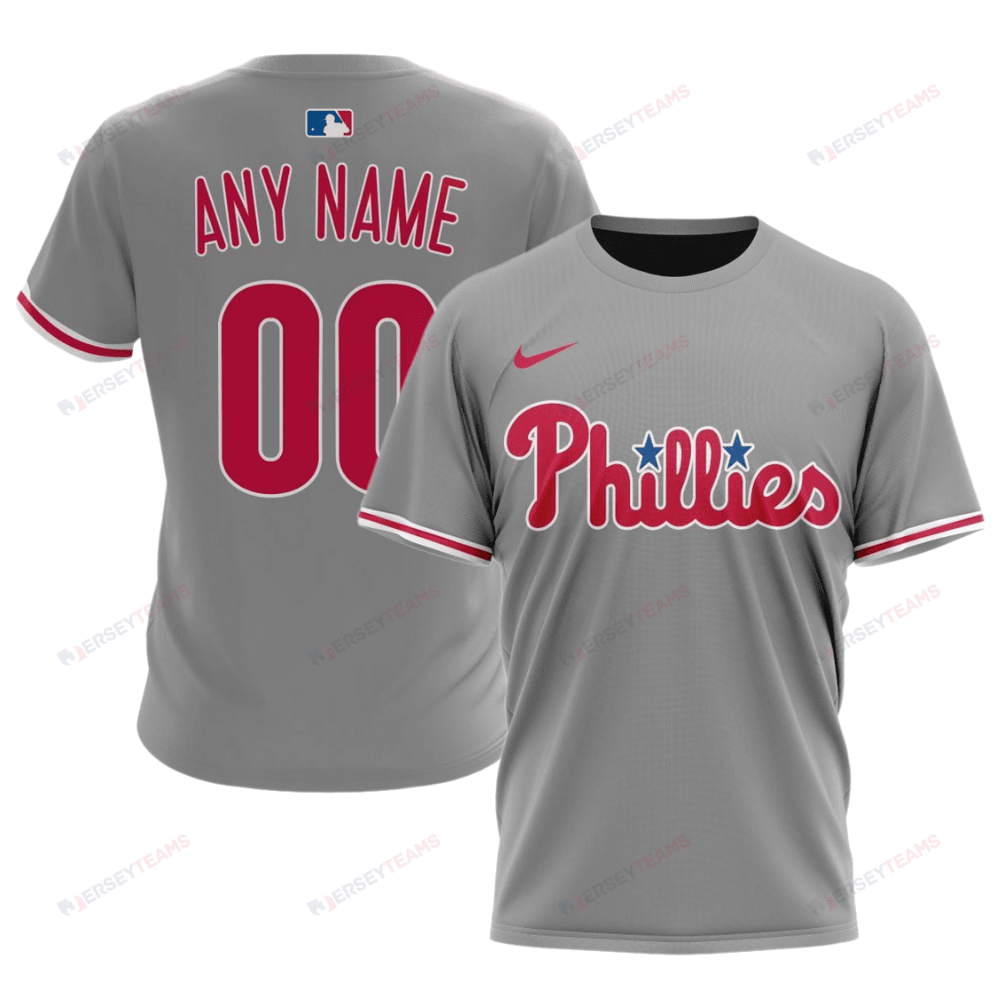 Philadelphia Phillies 2024/25 Road Kits Custom AOP T-Shirt - Gray