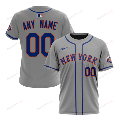 New York Mets 2024/25 Road Kits Custom AOP T-Shirt - Gray