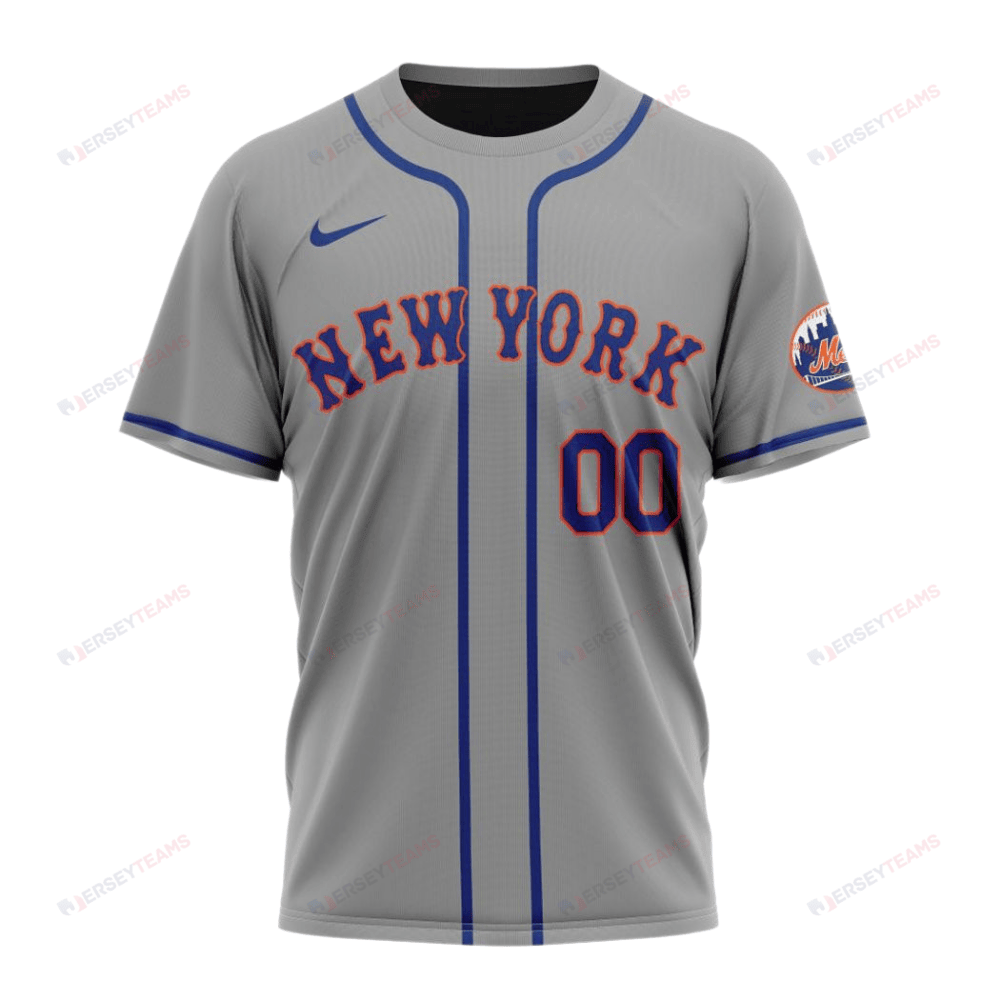 New York Mets 2024/25 Road Kits Custom AOP T-Shirt - Gray