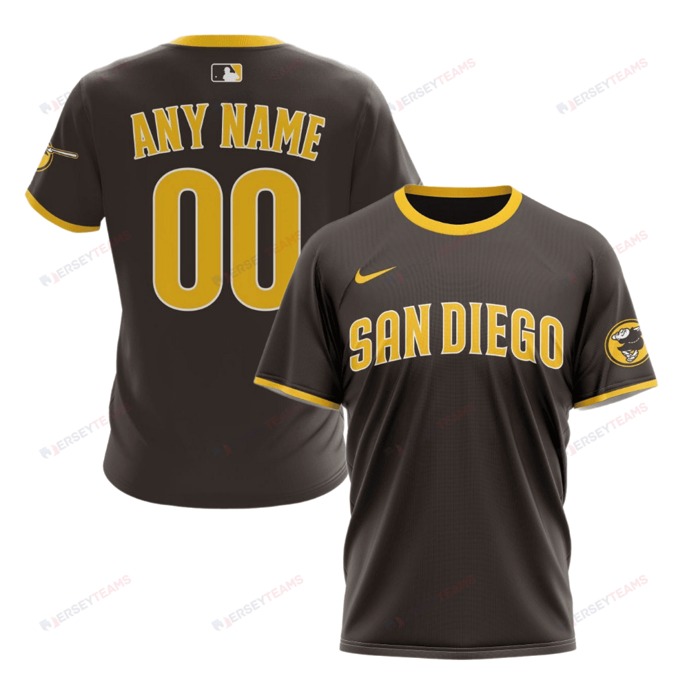 San Diego Padres 2024/25 Road Kits Custom AOP T-Shirt - Brown