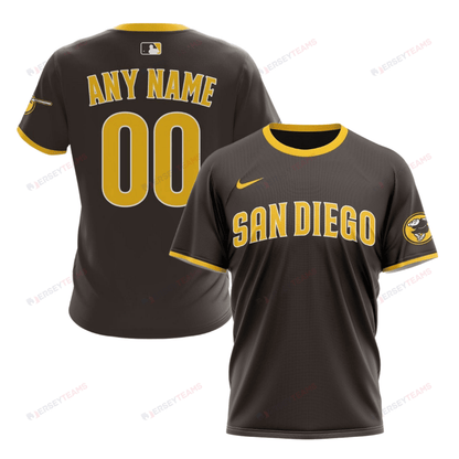 San Diego Padres 2024/25 Road Kits Custom AOP T-Shirt - Brown