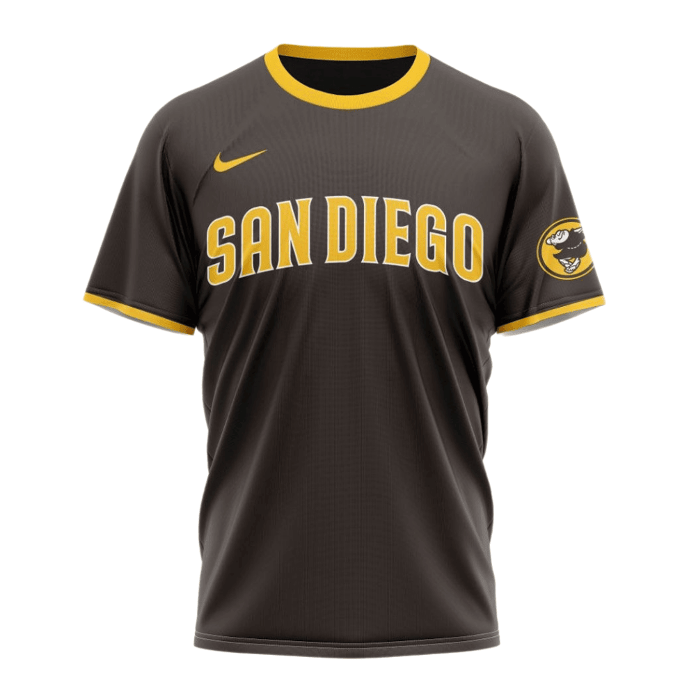 San Diego Padres 2024/25 Road Kits Custom AOP T-Shirt - Brown