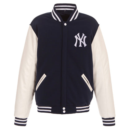 New York Yankees Reversible Fleece Full-Snap Jacket - Men's Navy