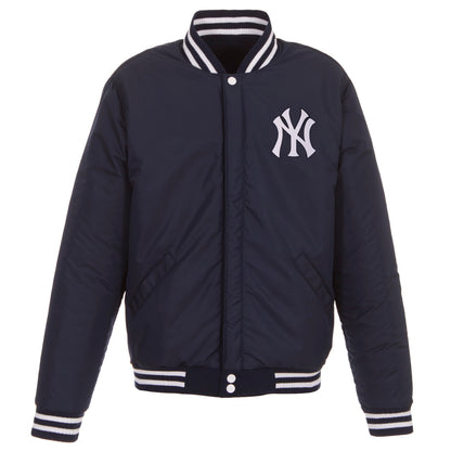 New York Yankees Reversible Fleece Full-Snap Jacket - Men's Navy