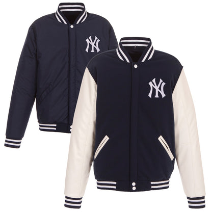 New York Yankees Reversible Fleece Full-Snap Jacket - Men's Navy