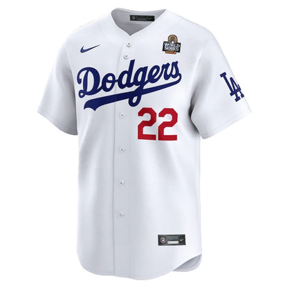 Clayton Kershaw 22 Los Angeles Dodgers 2024 World Series Home Limited Player Men Jersey - White
