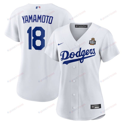 Yoshinobu Yamamoto 18 Los Angeles Dodgers Women's 2024 World Series Home Jersey - White