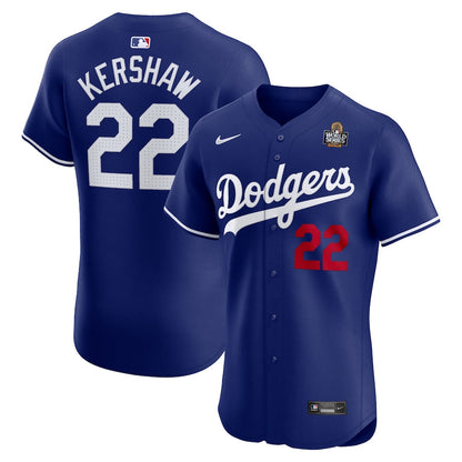 Clayton Kershaw 22 Los Angeles Dodgers 2024 World Series Alternate Elite Player Men Jersey - Royal