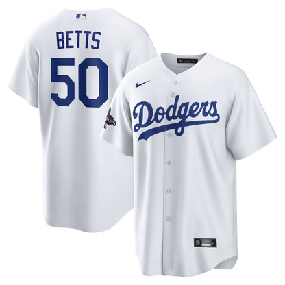 Mookie Betts 50 Los Angeles Dodgers 2024 World Series Champions Home Men Player Jersey - White