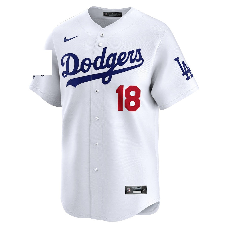 Yoshinobu Yamamoto 18 Los Angeles Dodgers 2024 World Series Champions Home Limited Player Men Jersey - White