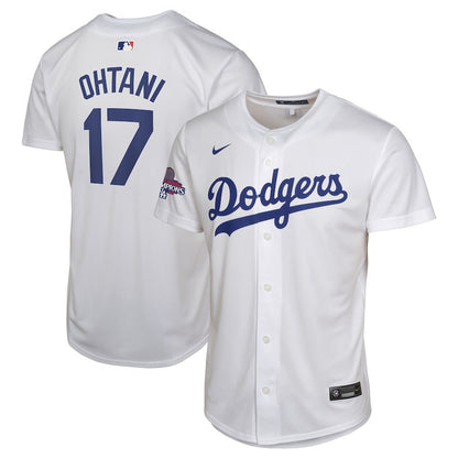 Shohei Ohtani 17 Los Angeles Dodgers 2024 World Series Champions Home Game Player YOUTH Jersey - White