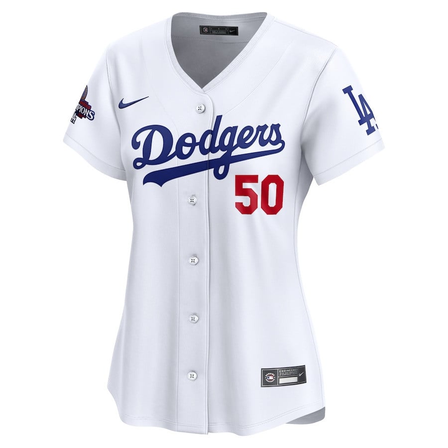 Mookie Betts 50 Los Angeles Dodgers Women's 2024 World Series Champions Home Limited Jersey - White