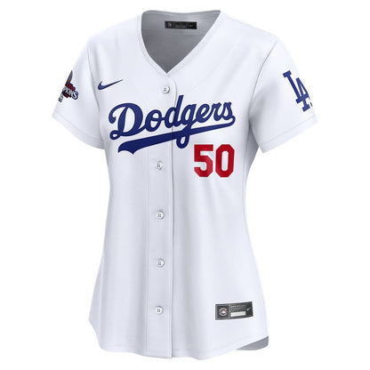 Mookie Betts 50 Los Angeles Dodgers Women's 2024 World Series Champions Home Limited Jersey - White