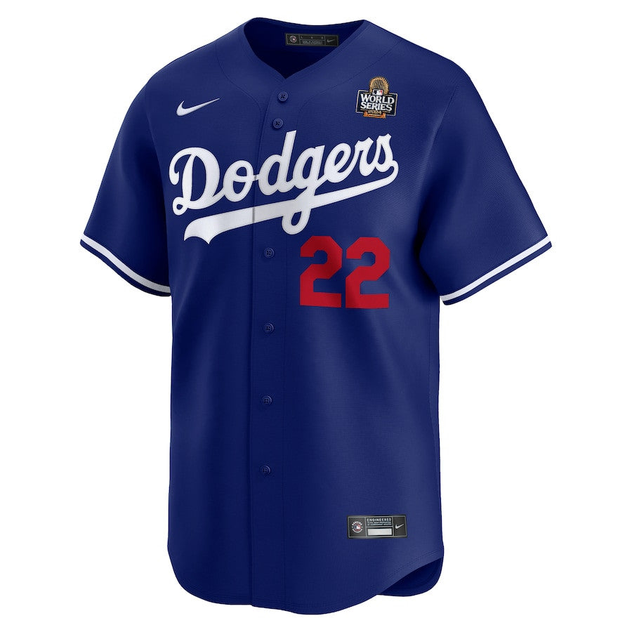 Clayton Kershaw 22 Los Angeles Dodgers 2024 World Series Home Limited Player Men Jersey - Royal