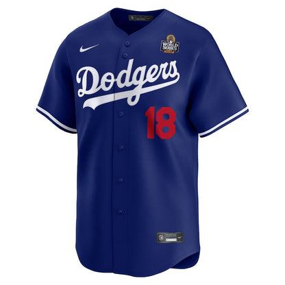Yoshinobu Yamamoto 18 Los Angeles Dodgers 2024 World Series Home Limited Player Men Jersey - Royal