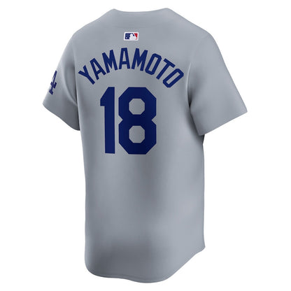 Yoshinobu Yamamoto 18 Los Angeles Dodgers 2024 World Series Alternate Limited Player Men Jersey - Gray