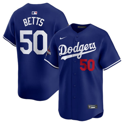 Mookie Betts 50 Los Angeles Dodgers 2024 World Series Champions Alternate Limited Player Men Jersey - Royal